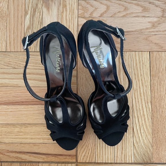 NEW Marciano Carla Black Satin High Heel Sandal with Silver Heel - 5.5 - Picture 6 of 8